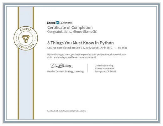 Certificate 8 Things You Must Know in Python