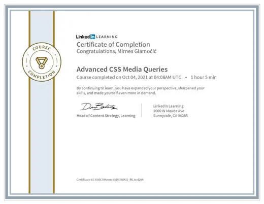Certificate Advanced CSS Media Queries