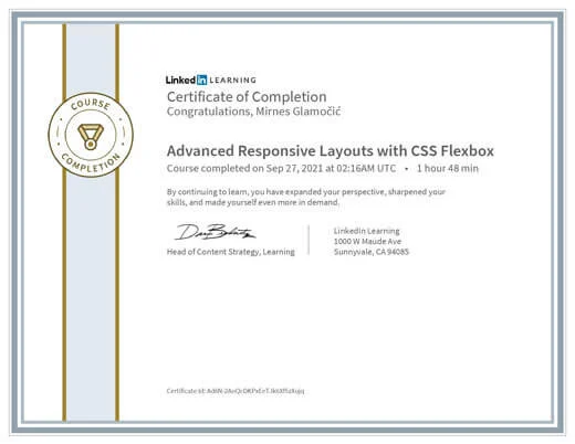 Certificate Advanced Responsive Layouts with CSS Flexbox