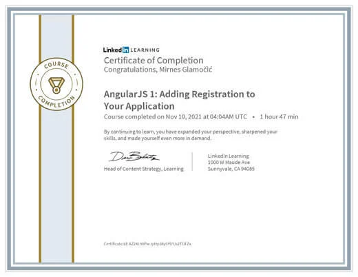 Certificate AngularJS 1 Adding Registration to Your Application