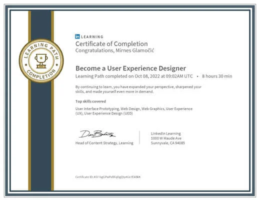 Certificate Become a User Experience Designer