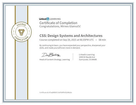 Certificate CSS Design Systems and Architectures