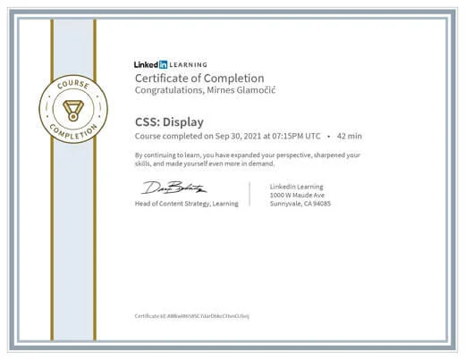 Certificate CSS Display