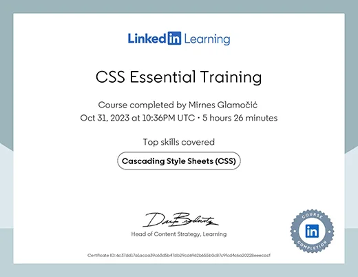 Certificate CSS Essential Training