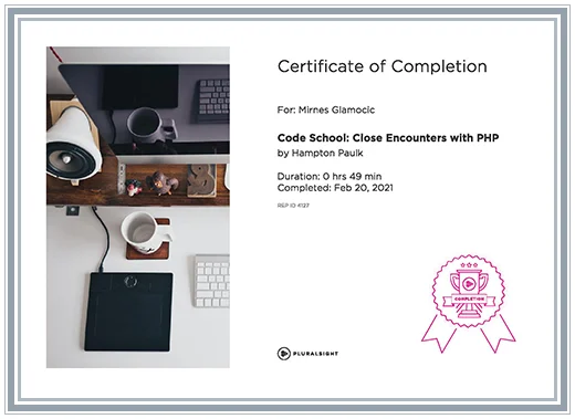 Certificate Close Encounters with PHP