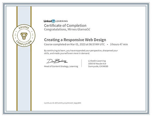 Certificate Creating a Responsive Web Design