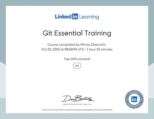 Certificate Git Essential Training