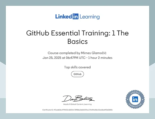 Certificate GitHub Essential Training 1-The Basics