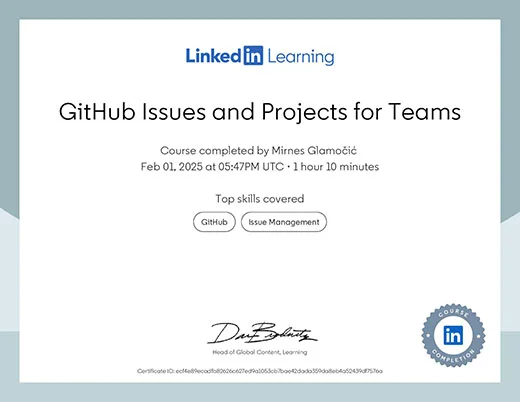 Certificate GitHub Issues and Projects for Teams