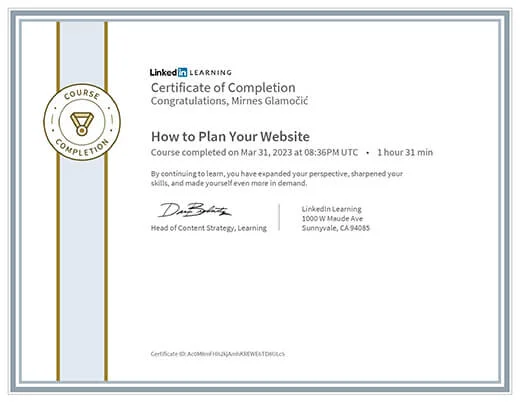 Certificate How to Plan Your Website