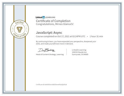 Certificate JavaScript Async