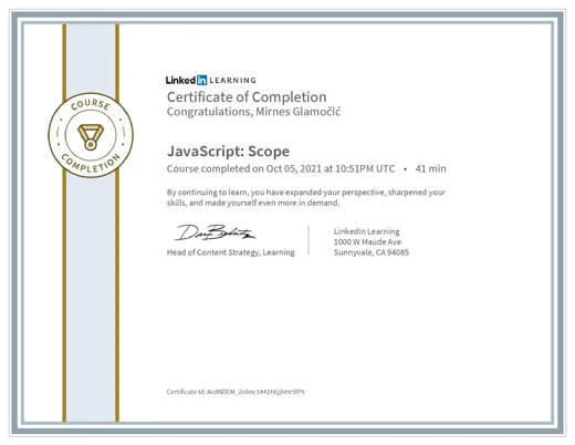 Certificate JavaScript Scope