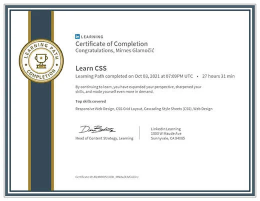 Certificate Learn CSS