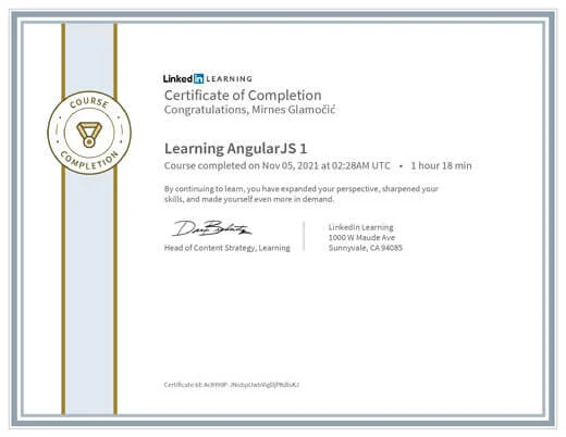 Certificate Learning AngularJS 1