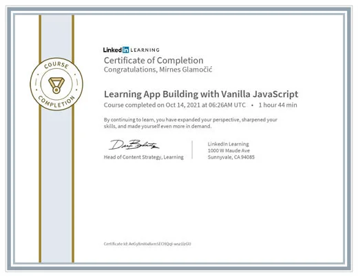 Certificate Learning App Building with Vanilla JavaScript
