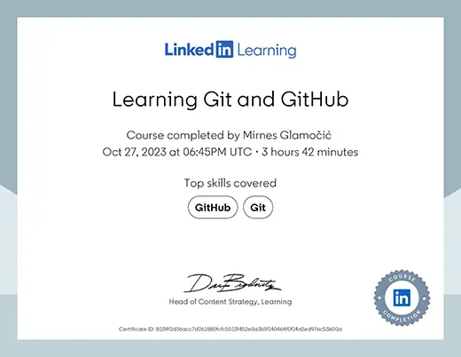 Certificate Learning Git and GitHub