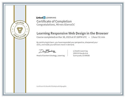 Certificate Learning Responsive Web Design in the Browser
