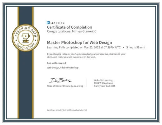 Certificate Master Photoshop for Web Design