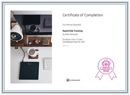 Certificate Rapid ES6 Training