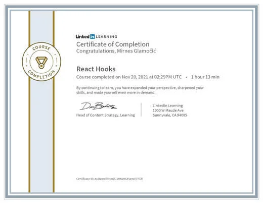 Certificate React Hooks