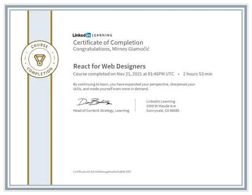 Certificate React for Web Designers