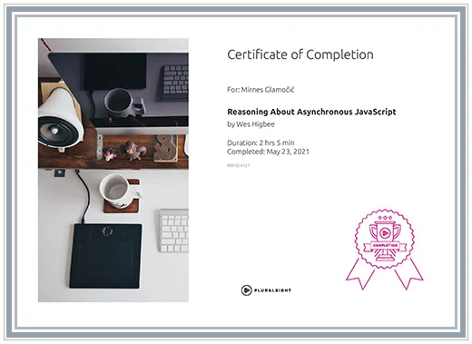 Certificate Reasoning About Asynchronous JavaScript